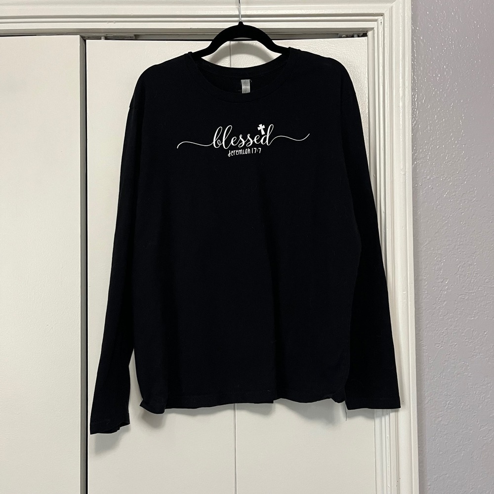 Blessed Jeremiah 17:7 Long Sleeve‎ T-Shirt Black Christian XL